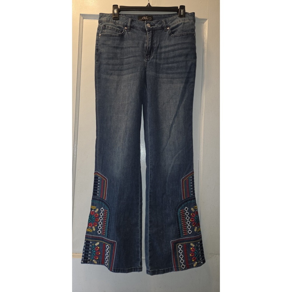 Midnight Velvet Bootcut Jeans Womens Colorful Embroidered Festival Boho Hem. 8